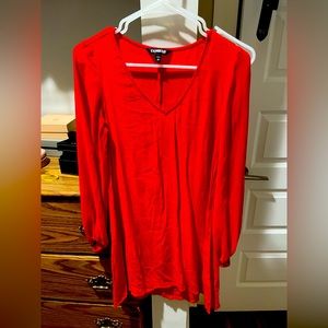 Red Long sleeve mini dress
